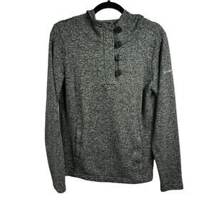 Columbia Women's Hooded Sweatshirt Medium Quarter Button Green‎ Heathered